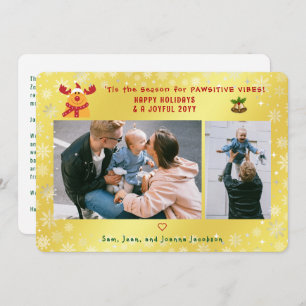 Tarjeta Festiva Rudolph 2 fotos Minimalista Golden