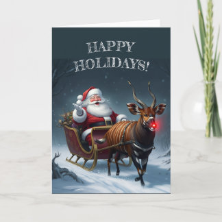 Tarjeta Festiva ¡Rudolph el Bongo de la Nosed Roja!