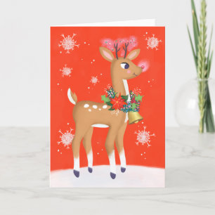 Tarjeta Festiva Rudolph El Reno Rojo