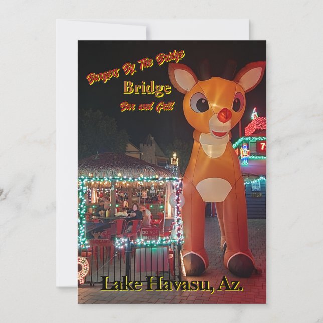 Tarjeta Festiva Rudolph en Burgers by the Bridge (Anverso)