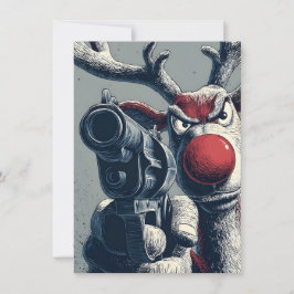 Tarjeta Festiva Rudolph has a Gun Christmas Cards