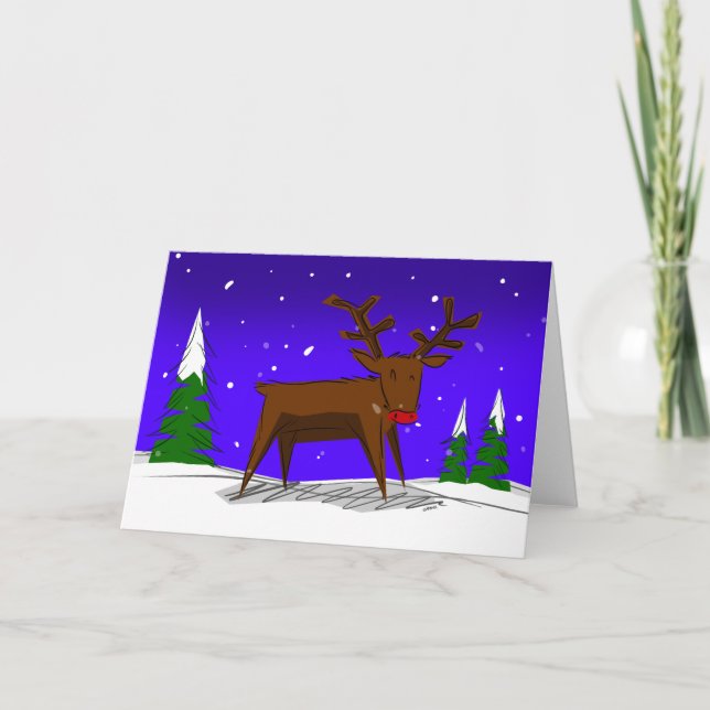 Tarjeta Festiva Rudolph, la carta de los Navidades de renos rojos (Anverso)