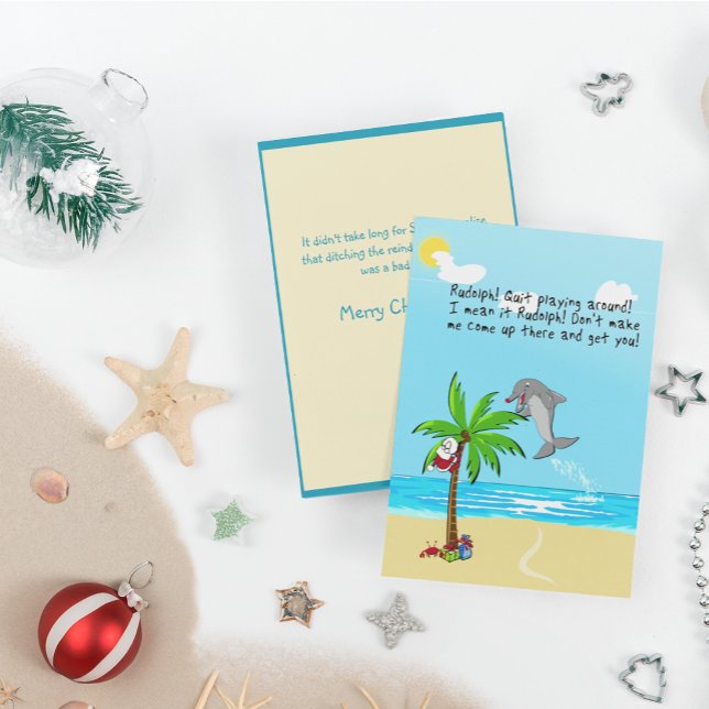 Tarjeta Festiva Rudolph, la planicie de delfines de la nariz roja (Subido por el creador)