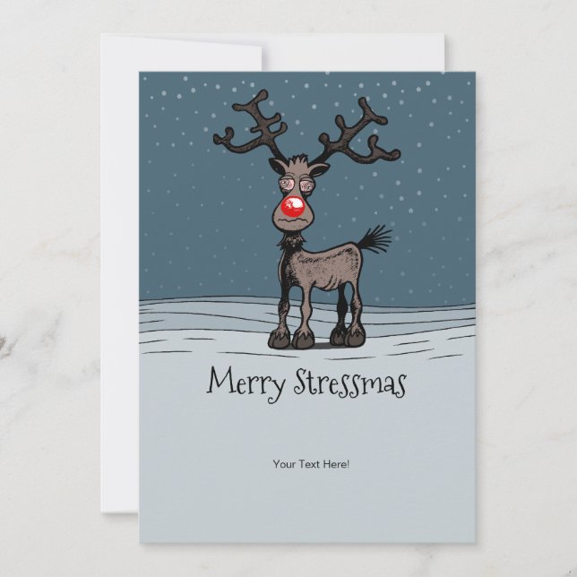 Tarjeta Festiva Rudolph's Merry Stressmas (Anverso)