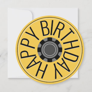 Tarjeta Festiva Rueda Amarilla Steampunk Saludo de Cumpleaños Feli