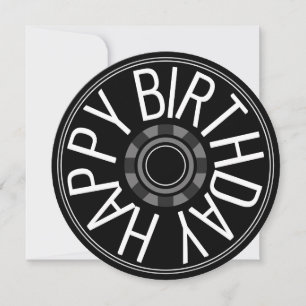 Tarjeta Festiva Rueda de Vapor Redonda Negra Feliz Cumpleaños Salu