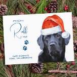 Tarjeta Festiva Ruff Year Face Mask Quarantine Dog<br><div class="desc">¡Ha sido un año duro! Añade un poco de humor y envía buenos deseos a Pawsitive Holiday con esta adorable y graciosa 'Ha sido un año duro' - Tarjeta de Navidades de perro de Santa Labrador Negro . Atrás: Deseos positivos... y un Año Nuevo más Brillante. Personalice con su nombre...</div>