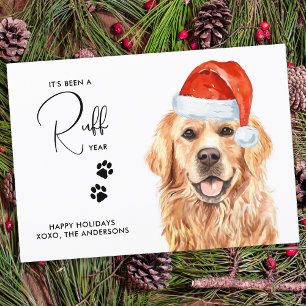 Tarjeta Festiva Ruff Year in Review es un divertido perro con recu