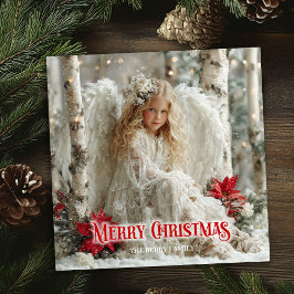 Tarjeta Festiva Rustic angelic angel red gold festive beautiful