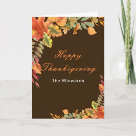 Tarjeta Festiva Rustic Autumn Fall Leaves Thanksgiving Party