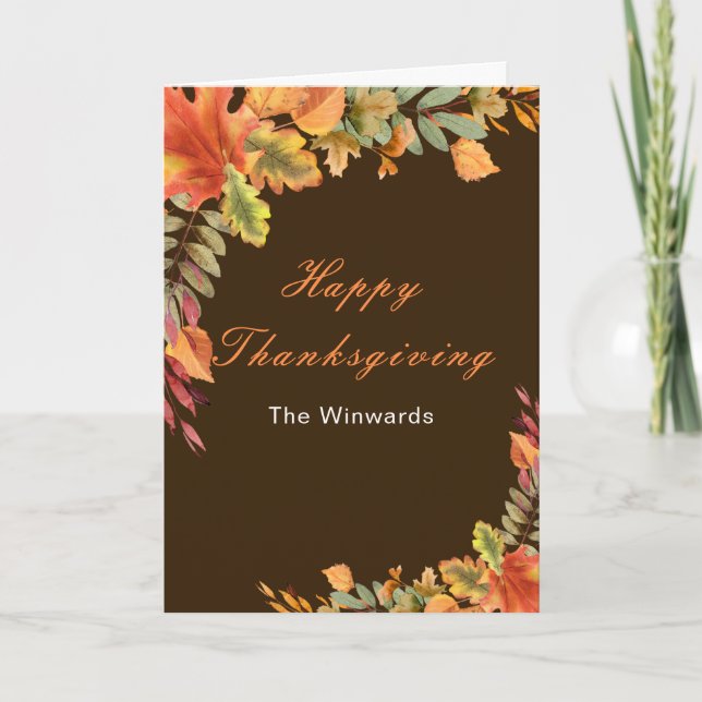 Tarjeta Festiva Rustic Autumn Fall Leaves Thanksgiving Party (Anverso)