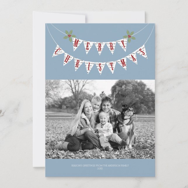 Tarjeta Festiva Rustic Banner - Christmas Photo Card (Anverso)