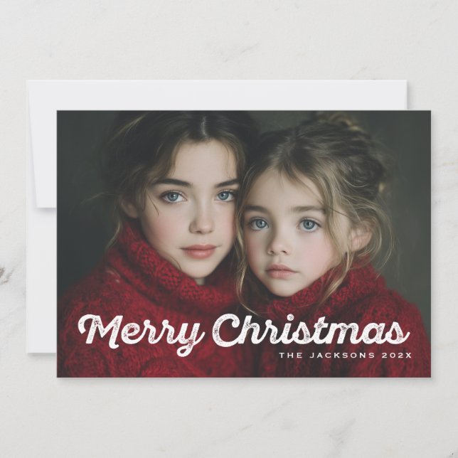 Tarjeta Festiva Rustic Chic Merry Christmas Design (Anverso)