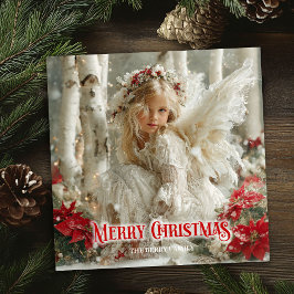 Tarjeta Festiva Rustic Christmas angel editable festive greeting