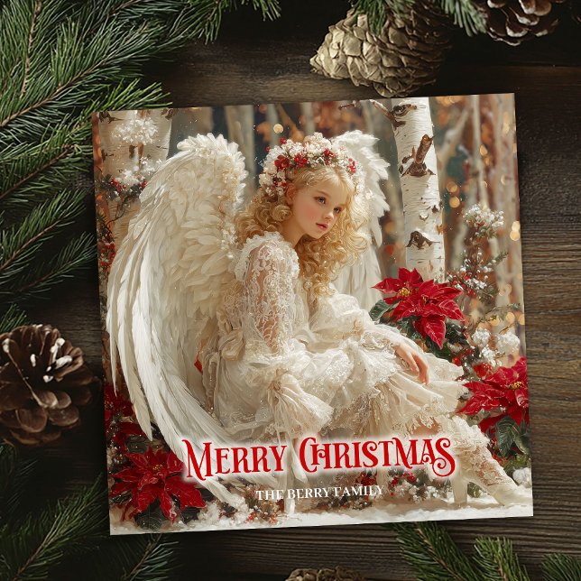 Tarjeta Festiva Rustic Christmas angel printable festive greeting  (Rustic Christmas angel printable festive greeting card)