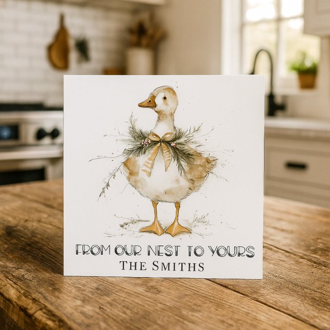Tarjeta Festiva Rustic Christmas Goose Duck Card (Subido por el creador)