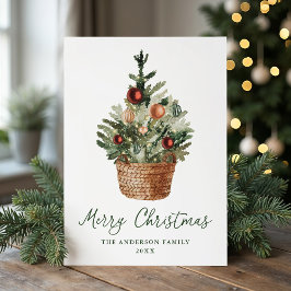 Tarjeta Festiva Rustic Christmas Tree Ornaments Non-Photo