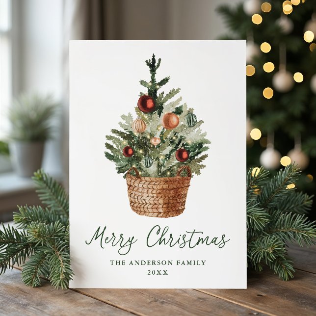 Tarjeta Festiva Rustic Christmas Tree Ornaments Non-Photo (Subido por el creador)