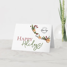 Tarjeta Festiva Rustic Cítrico & Pino Corporativo Personalizado de