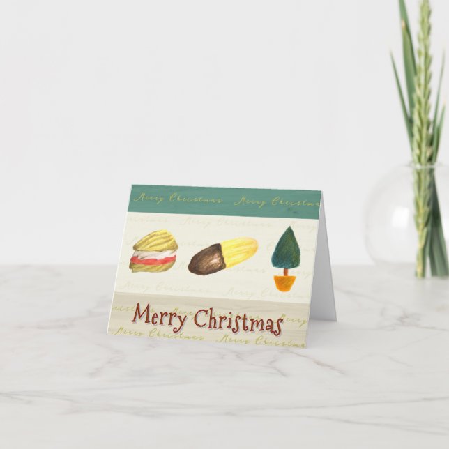Tarjeta Festiva Rustic Cosy Biscuits Cookies Christmas Card (Anverso)