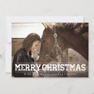 TARJETA FESTIVA RUSTIC COUNTRY MERRY CHRISTMAS WINE STRIPE FOTO