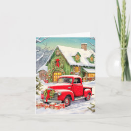 Tarjeta Festiva Rustic Country Winter Homestead Merry Christmas