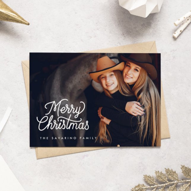 Tarjeta Festiva Rustic Cowboy Merry Christmas Photo Holiday Card (Subido por el creador)