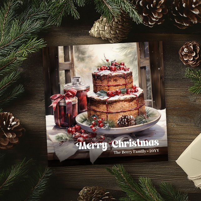 Tarjeta Festiva Rustic cozy Christmas scene vintage festive  (Rustic cozy Christmas scene vintage festive greeting)