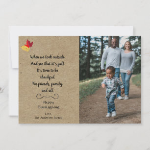 Tarjeta Festiva Rustic Fall Happy Thankde Photo Quote Card