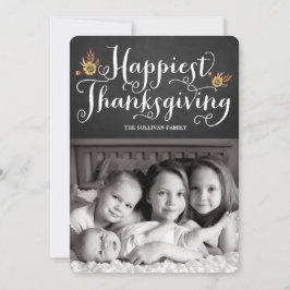 Tarjeta Festiva Rustic Faux Chalkboard Fappiest Thankending Photo