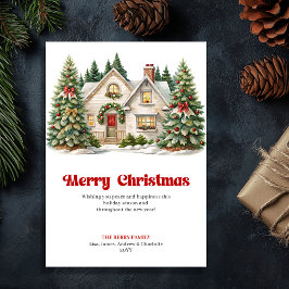 Tarjeta Festiva Rustic festive home warm Christmas scene greeting