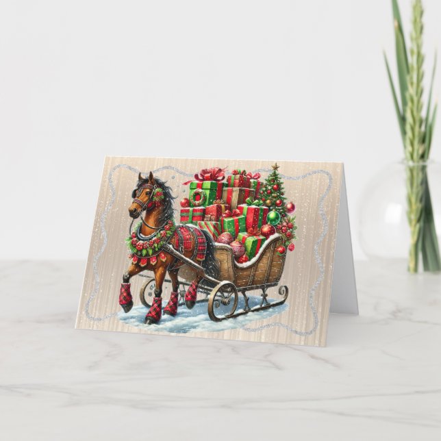 Tarjeta Festiva Rustic Holiday Horse Christmas (Anverso)