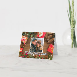 Tarjeta Festiva Rustic Holiday Photo Template Merry Christmas
