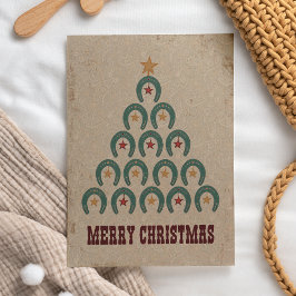 Tarjeta Festiva Rustic Horseshoe Christmas Tree Card
