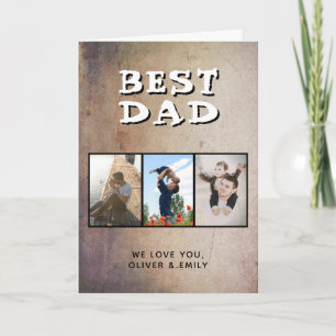 Tarjeta Festiva Rustic Mejor Papá Día del Padre 3 Foto 