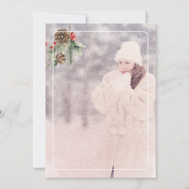 Tarjeta Festiva Rustic Merry Christmas Pink Truck One Photo (Anverso)