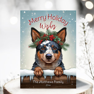 Tarjeta Festiva Rustic Merry quiere que el perro de ganado austral