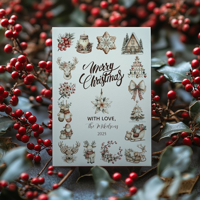 Tarjeta Festiva Rustic Neutral Christmas (Subido por el creador)