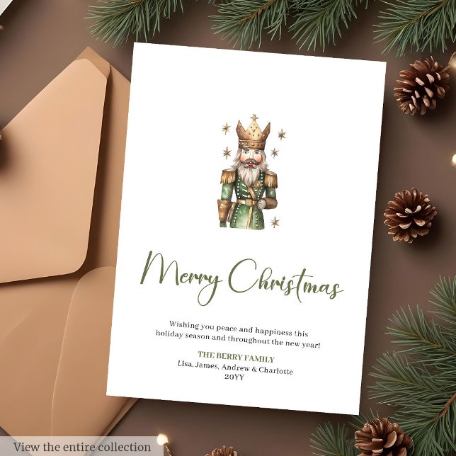 Tarjeta Festiva Rustic neutral earthy tones nutcracker Christmas (Rustic neutral earthy tones nutcracker Christmas Holiday Card )
