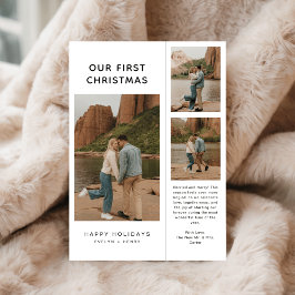 Tarjeta Festiva Rustic Our First Christmas Photo Modern Newlywed