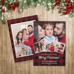 Tarjeta Festiva Rustic Red Buffalo Check Photo Collage Christmas<br><div class="desc">This rustic 5 photo collage Christmas holiday greeting card features red buffalo check plaid and four of your own photos on the front,  along with your names and the year,  and another family picture on the back.  Easy to customize with your own photos and family information.</div>