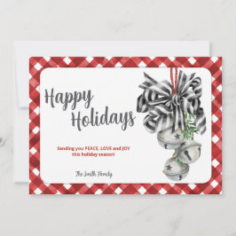 Tarjeta Festiva Rustic Red Gingham Noël Christmas Card