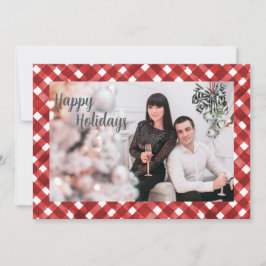 Tarjeta Festiva Rustic Red Gingham Noël Christmas Card