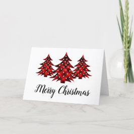 Tarjeta Festiva Rustic Red Plaid Blank Merry Christmas Trees