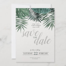 Rustic Tropical Save the Date, acuarela.