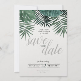 Tarjeta Festiva Rustic Tropical Save the Date, acuarela.