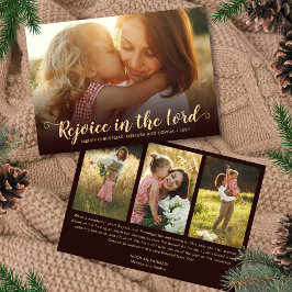Tarjeta Festiva Rustic Warm Brown Religious Christmas Card