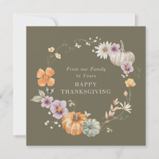 Tarjeta Festiva Rustic Watercolor Floral Happy Thankde Card