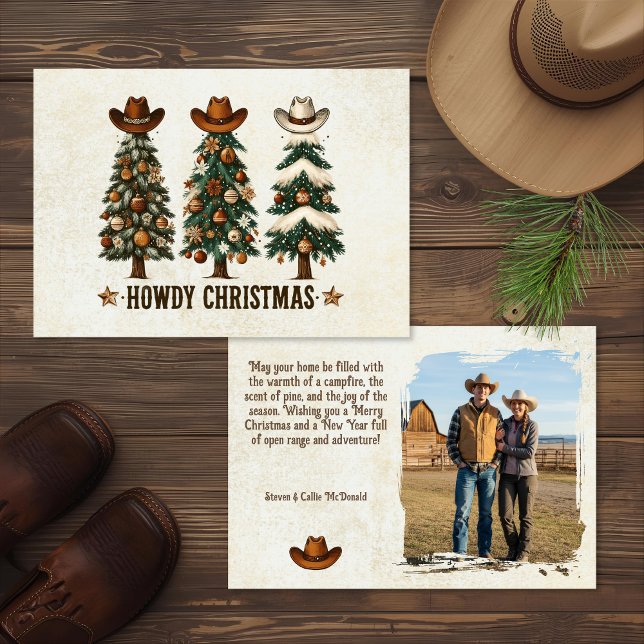 Tarjeta Festiva Rustic Western Cowboy Christmas Photo (Subido por el creador)