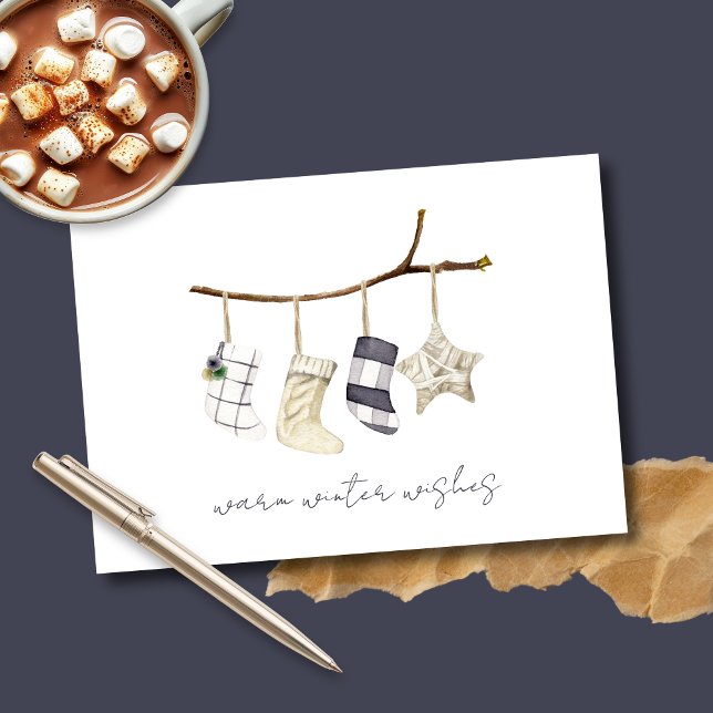 Tarjeta Festiva Rustic Winter Holiday Corporate (Rustic Winter Holiday Corporate Cards for Christmas)